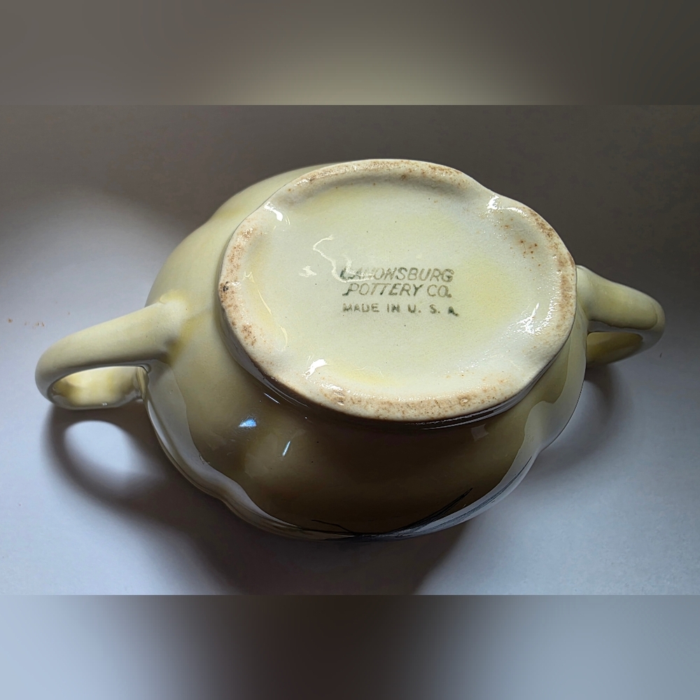 Vintage Canons Pottery Co Sugar Bowl with two handles Bird Designs - Picture 5 of 6